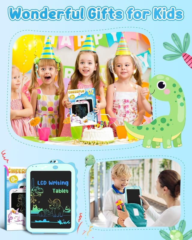 Detalle de Tablette dessin enfant dinosaure « ardoise magique » effaçable 8,5 pouces