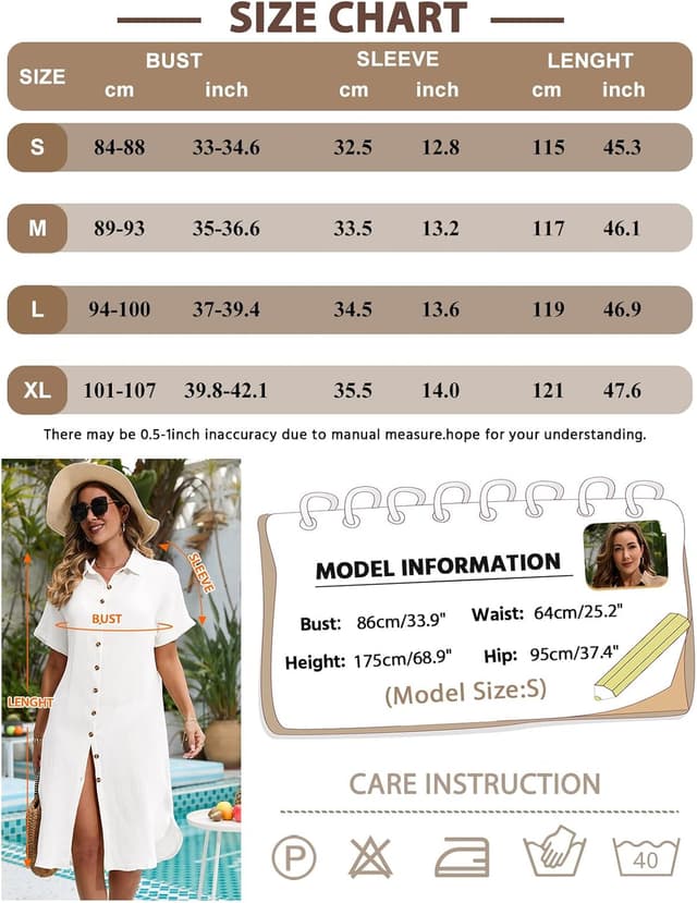 Detalle 2 de Robe de plage femme longue en coton UMIPUBO (coupe tunique à V) – cover-up pour maillot et sarong