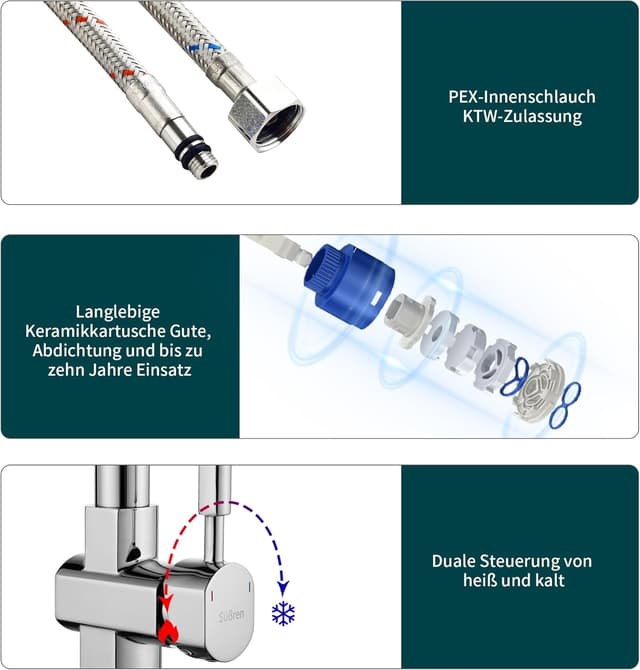 Thumbnail 4 de Süßren Grifo Cocina extraíble 1,5 m cromado