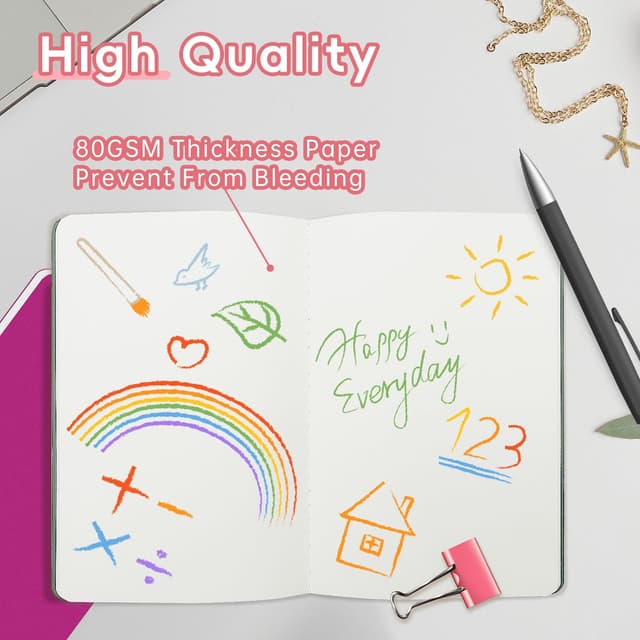 Detalle de ReePlan 12 Pack A5 Blank Notebooks – 80 gsm Thick Paper, Unlined Journals (Colourful Multipack)