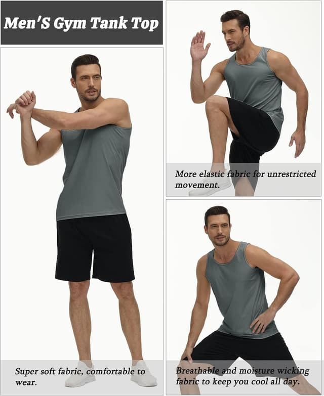 Detalle de MAGCOMSEN Men’s Sleeveless Vests (UPF 50+ Quick-Dry) Vented Gym & Running Tank Top