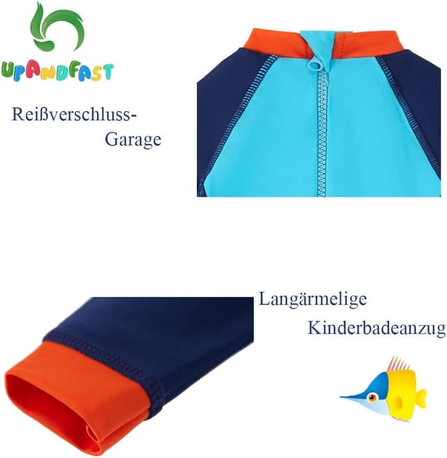 Thumbnail 6 de upandfast Baby Jungen Badeanzug mit Sonnenhut UPF 50+ und Reißverschluss