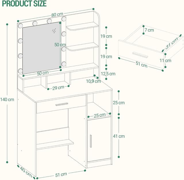 Thumbnail 4 de Hzuaneri VT08103X coiffeuse avec miroir đź’„