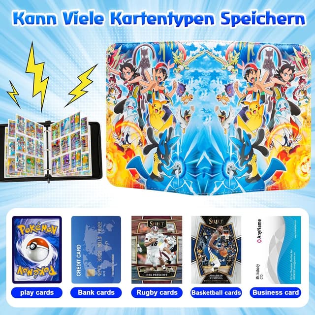 Detalle de Jntmakun Sammelalbum für Pokémon Karten (S900) mit 50 Seiten und Platz für bis zu 900 Karten