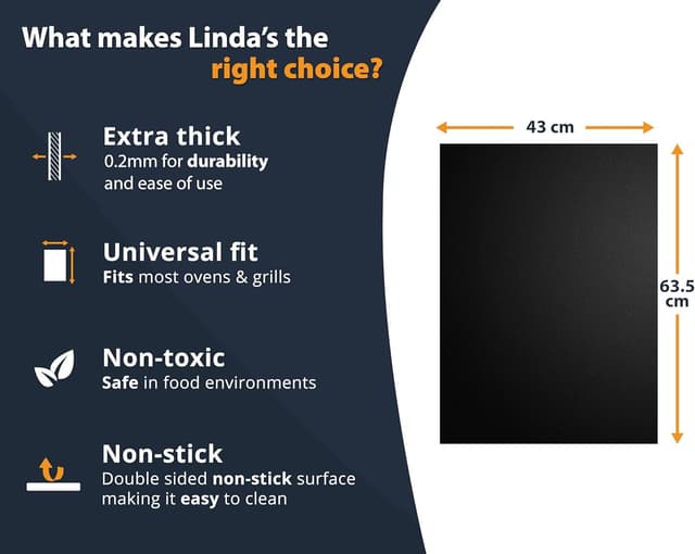 Detalle de Linda’s Essentials Extra Large Oven Liners for Bottom of Oven (2 Pack) — Universal Non-Stick Heat-Resistant Liners, 63.5 x 43 cm