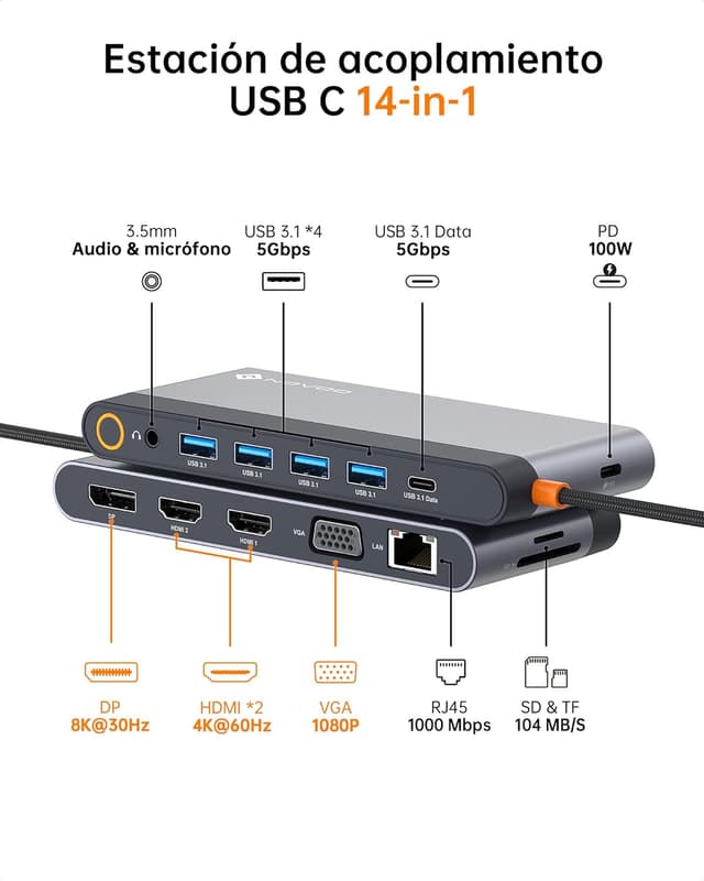 Thumbnail 9 de NOVOO Docking Station USB-C con Pantalla Cuádruple
