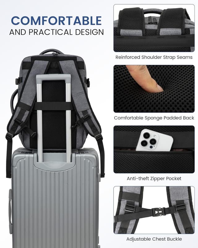 Detalle 2 de LOVEVOOK Easyjet Handgepäck 45x36x20 cm – Rucksack für 15,6‑Zoll‑Laptop (30 l) mit 180°‑Öffnung