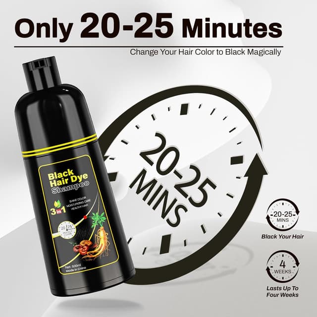 Detalle 1 de Schwarzes Haarfärbe Shampoo 3 in 1 für graue Deckung