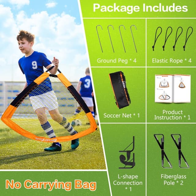 Detalle 2 de Dimples Excel Pop-Up Football Goals – portable & foldable garden nets