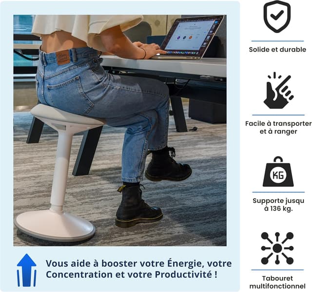 Detalle 2 de Backerz Tabouret ergonomique à bascule 40-60 cm