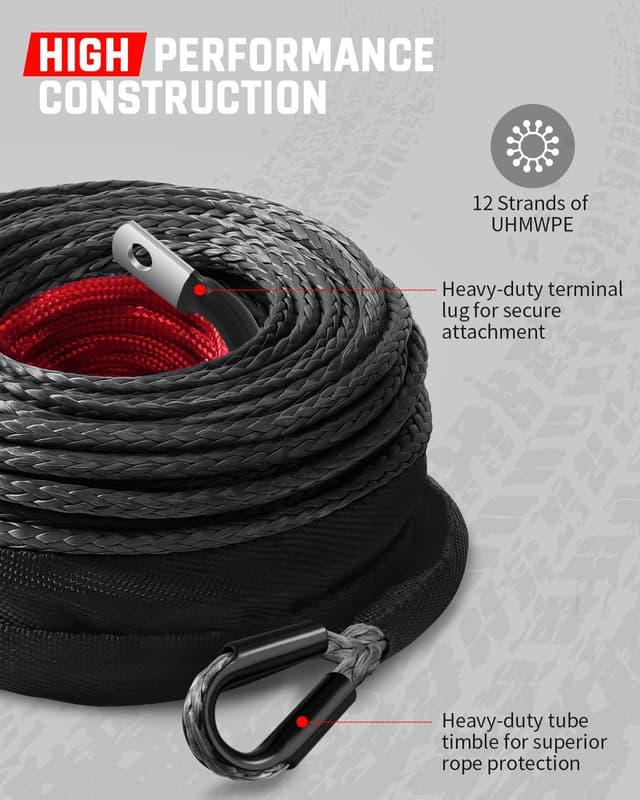 Detalle 1 de DAYDOOR 1/4" x 50ft 10,000 lb winch rope