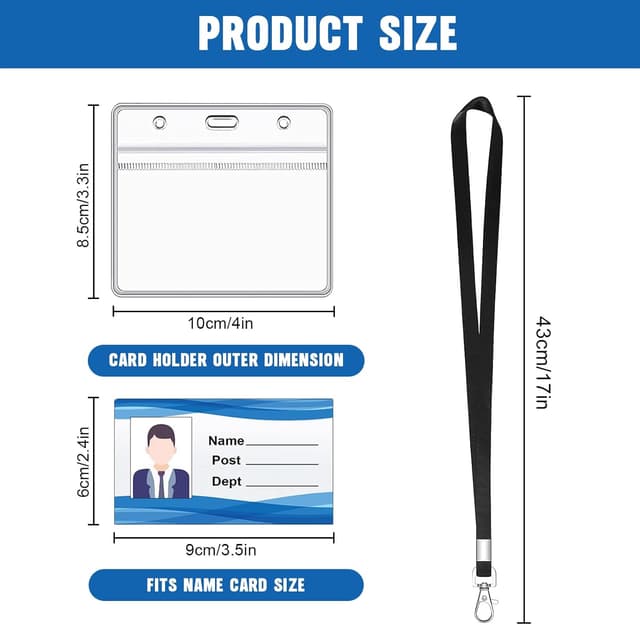 Detalle de XHDA 20-pack colourful neck lanyards with clear PVC card holders (for ID cards and staff)