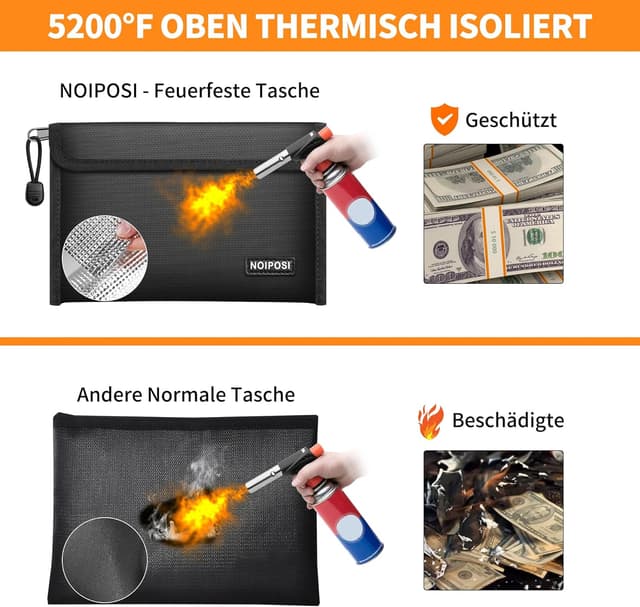 Detalle de Noiposi Feuerfeste Tasche 2er-Set 21,5x14 cm