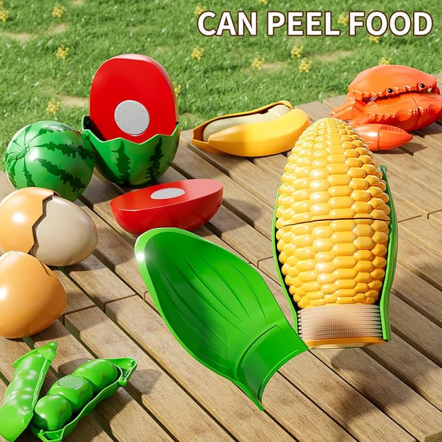 Detalle 2 de NIPLOOOW Play Food Set for Kids (35-Piece Cutting & Color Sorting Pretend Food)