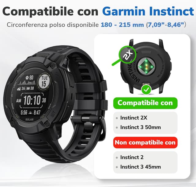 Detalle 1 de ANBEST Cinturino Garmin Instinct 2X 180-215 mm
