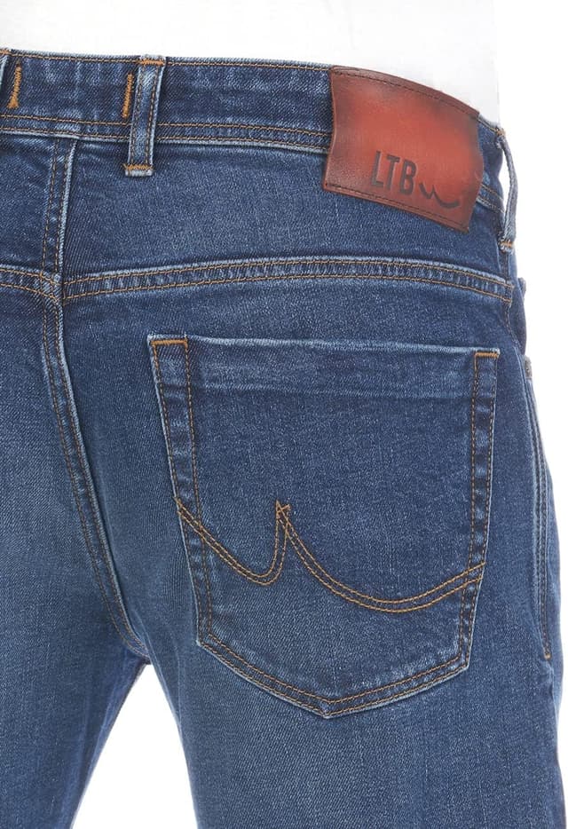 Detalle de LTB Jeans Herren Stretch Timor Bootcut-Jeans in Blau/Schwarz – mit Knopfverschluss