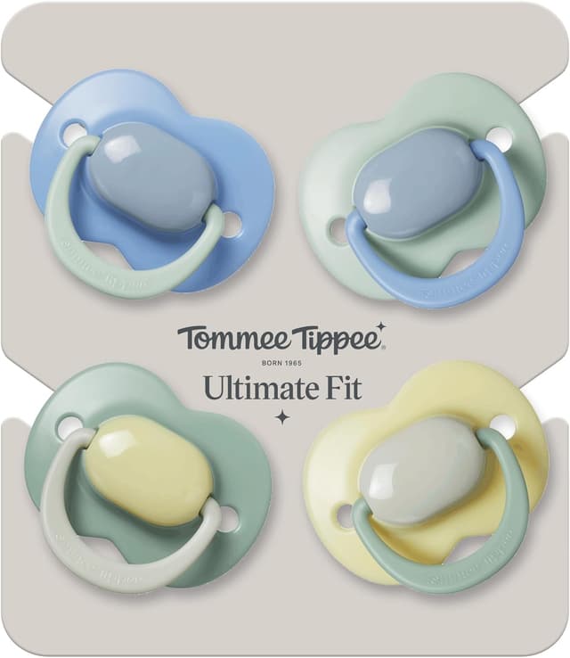 Detalle de Tommee Tippee Ultimate Fit Soother (6–18 Months) – Orthodontic Dummy, 4-Pack, Colour Blocked