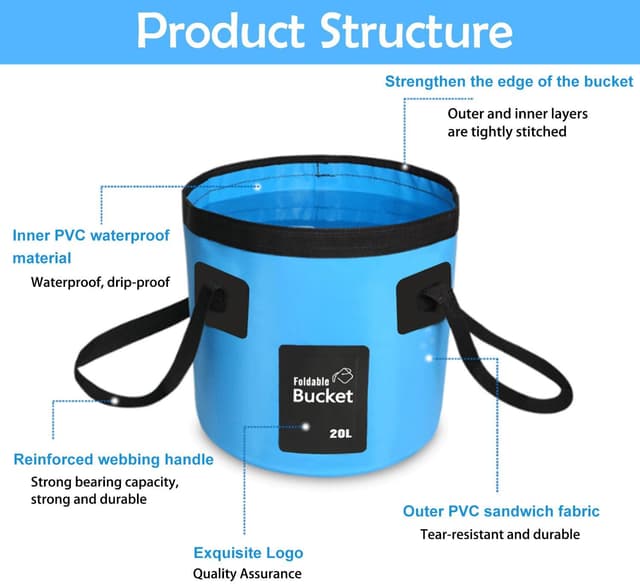 Thumbnail 2 de 20L Folding Water Bucket for Camping