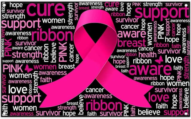 Detalle de Luminora 72x43inch Breast Cancer Awareness Pink Ribbon Backdrop Banner