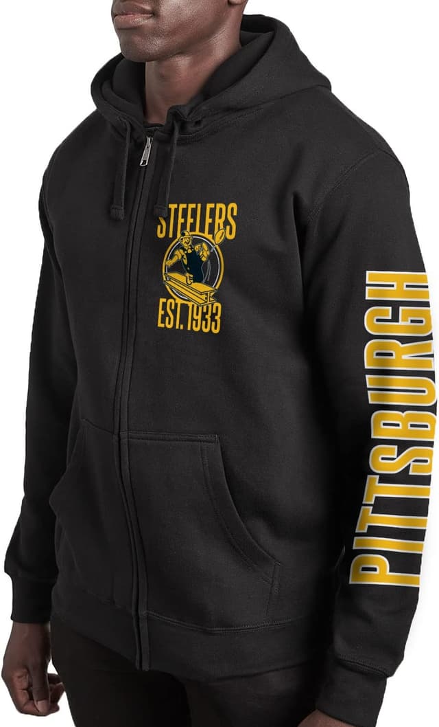 Detalle de Junk Food NFL unisex-adult Pittsburgh Steelers MVP zip hoodie sweatshirt