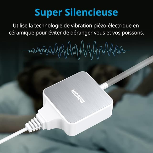 Detalle 2 de NICREW Bulleur Aquarium ultra-silencieux < 33 dB, mini pompe à air 18 L/h pour nano aquariums