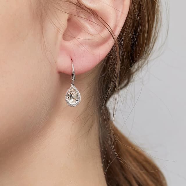 Detalle de jiamiaoi Tropfen-Ohrringe mit Glitzer in Weißgoldoptik (925 Sterlingsilber, Zirkonia)
