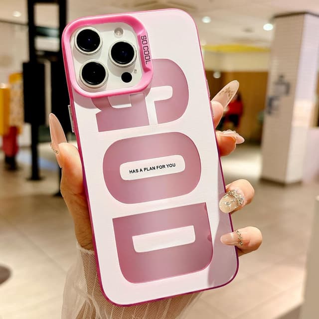 Detalle de HYUEKOKO “God Has a Plan for You” Case for iPhone 12 Pro Max (Pink) — Soft TPU Slim Shockproof Cover