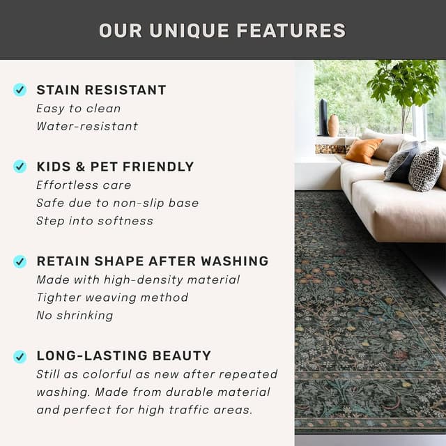 Thumbnail 6 de Vintage Dark Green 8x10 Rug 🏡