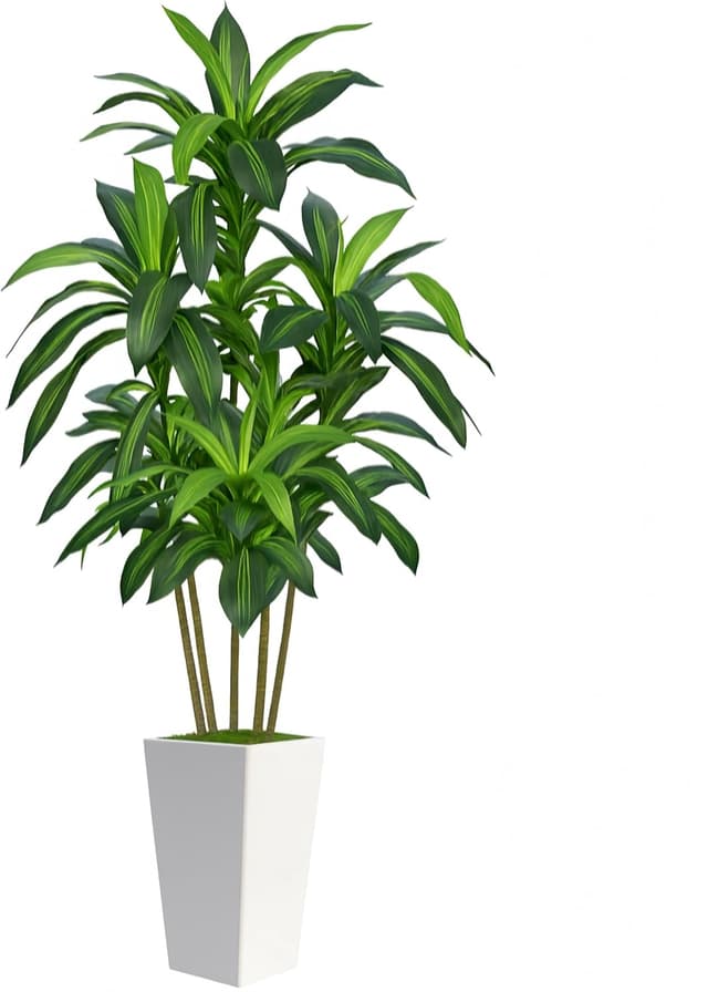 Thumbnail 6 de 6FT Artificial Dracaena Tree in White Pot — Tall Fake Indoor Tree for Home & Office Decor