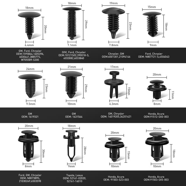 Detalle de 240pcs Car Trim Clips Set (12 Types) with Trim Removal Tools for GM Ford Toyota Honda