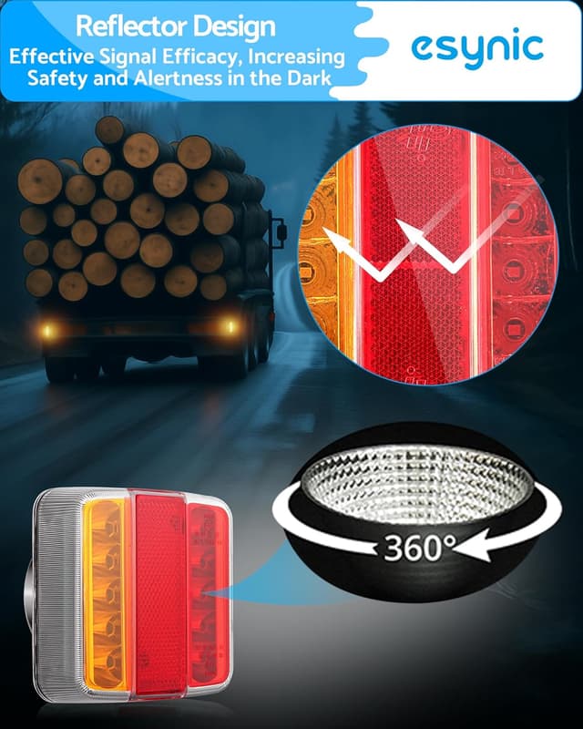 Thumbnail 6 de eSynic 2 Pack Magnetic 18 LED Trailer Light Kit (12V, 7-pin, magnetic mount, IP65 waterproof) with 7.5m cables