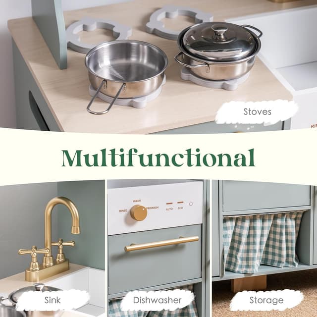 Thumbnail 2 de ROBOTIME Play Kitchen Wooden Pretend Set for Kids 🎎