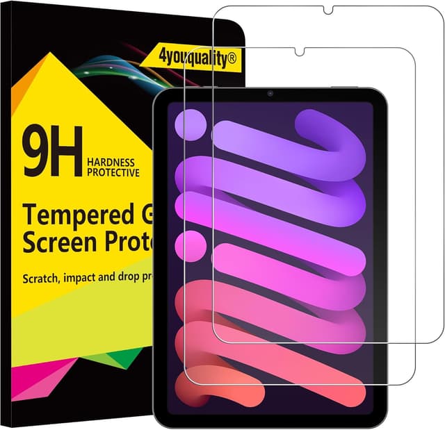 Detalle de 4youquality 2-Pack Tempered Glass Screen Protectors for iPad Mini 6 & iPad Mini (A17 Pro, 7th Gen)