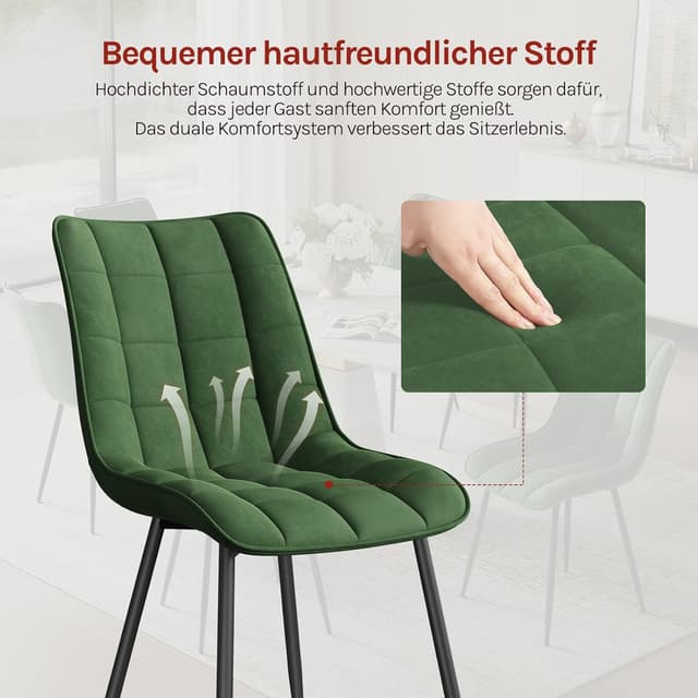 Thumbnail 5 de WOLTU Esszimmerstühle 4er Set Dunkelgrün