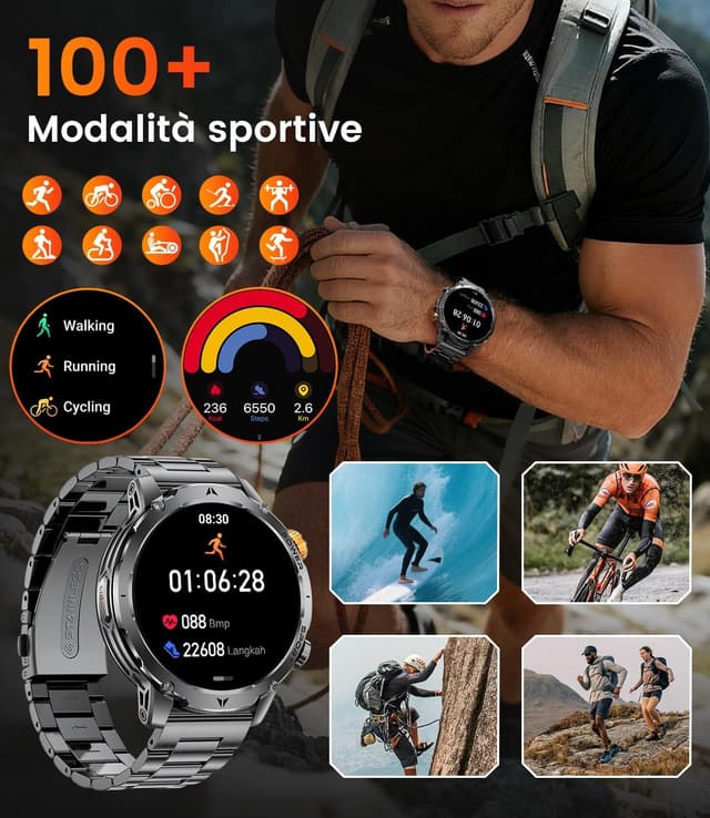 Detalle de SUNKTA smartwatch da uomo 1000 mAh