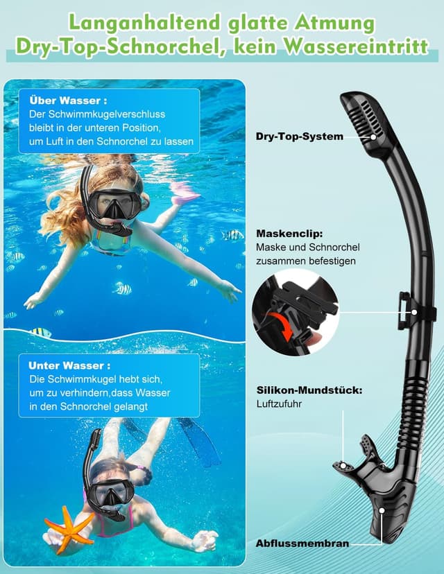 Detalle de Hydomi Schnorchelset Erwachsene mit 180° Sichtfeld