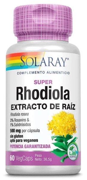 Detalle de Solaray Super Rhodiola: 60 cápsulas vegetales (Super Rhodiola)