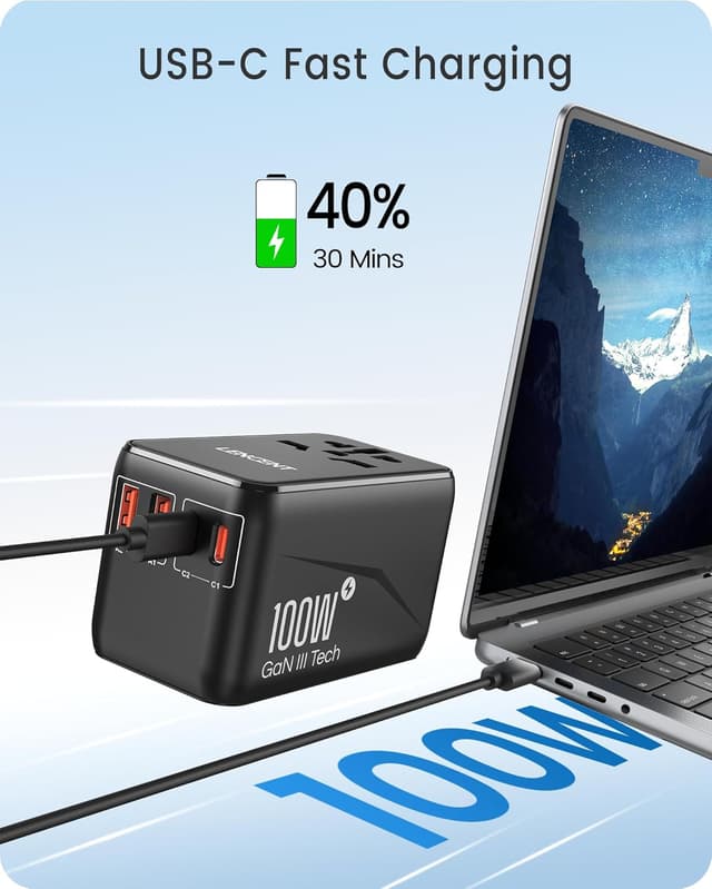 Detalle 2 de LENCENT Reiseadapter 100 W GaN3 mit QC4,0
