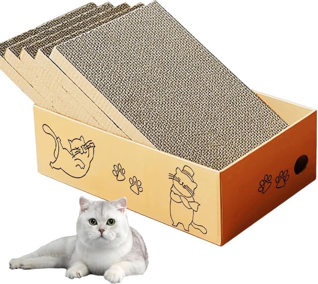 Detalle de Cat Scratching Board with Box 42 x 26 cm 5 Layers Cat Scratcher