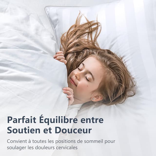 Detalle de Lot de 2 oreillers TESQ 60x60 cm Confort moelleux, hypoallergéniques et lavables