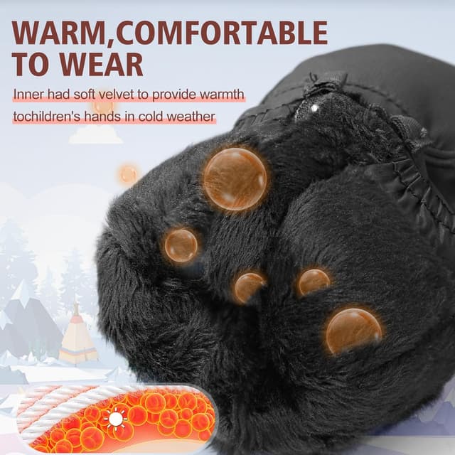 Thumbnail 3 de Andake Kinderhandschuhe Warm & Wasserdicht Winterfäustling mit Reißverschluss