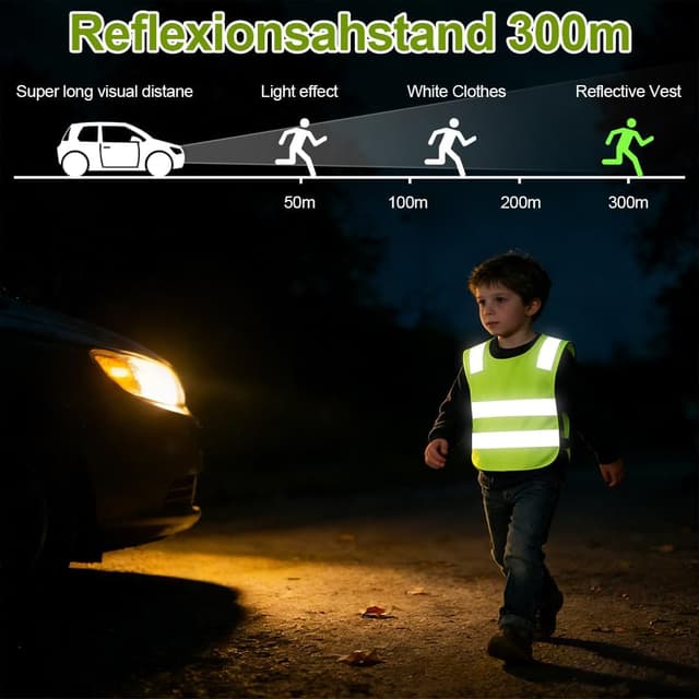 Detalle de AYBUY 2 gilet di sicurezza rifrangenti per bambini (2 pezzi) con bande ad alta visibilità
