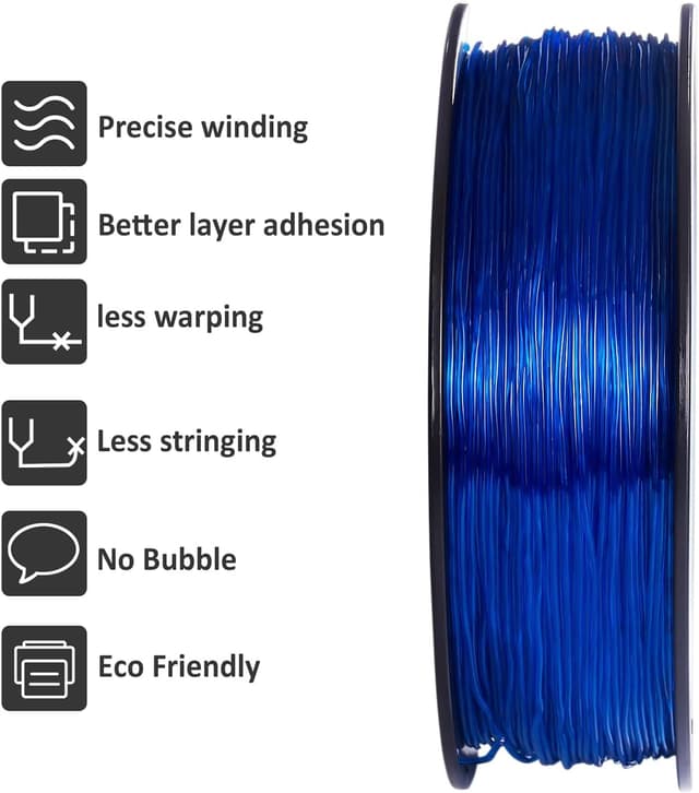Detalle 2 de GEEETECH TPU Filament 1,75 mm transparent blau 1 kg