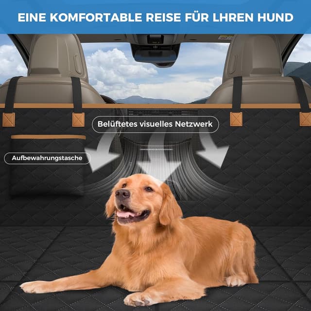 Detalle de MyeMdan Protection Voiture Chien pour banquette arrière imperméable et anti-rayures, avec 8 plaques en bois dur