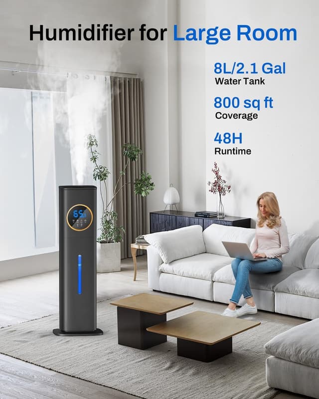 Detalle 2 de Humidifier Large Room 8L Cool Mist with Night Light 💧