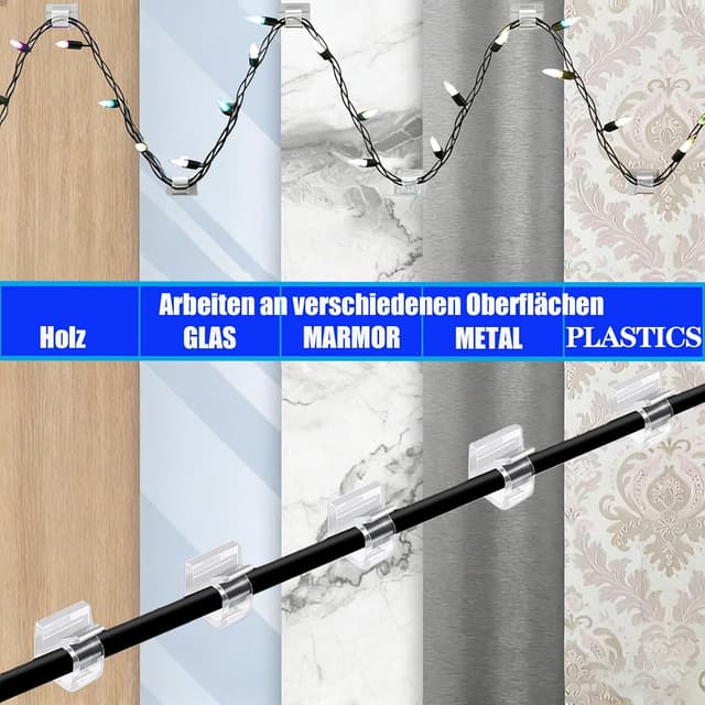 Detalle 1 de KLJ Kabelhalter Haken für Lichterketten 50er-Set