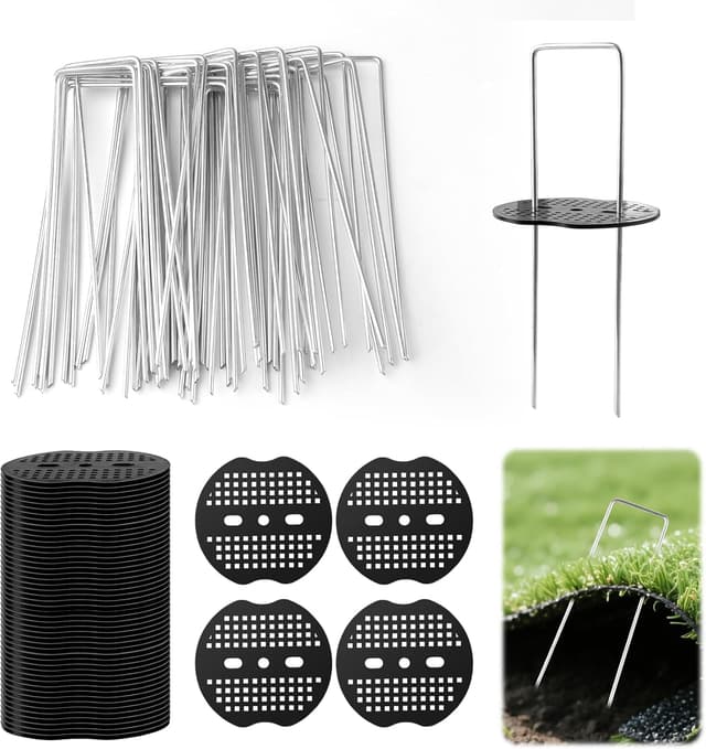 Detalle de Unkrautvlies Haken 50 Stk U‑förmige Erdanker mit Scheiben