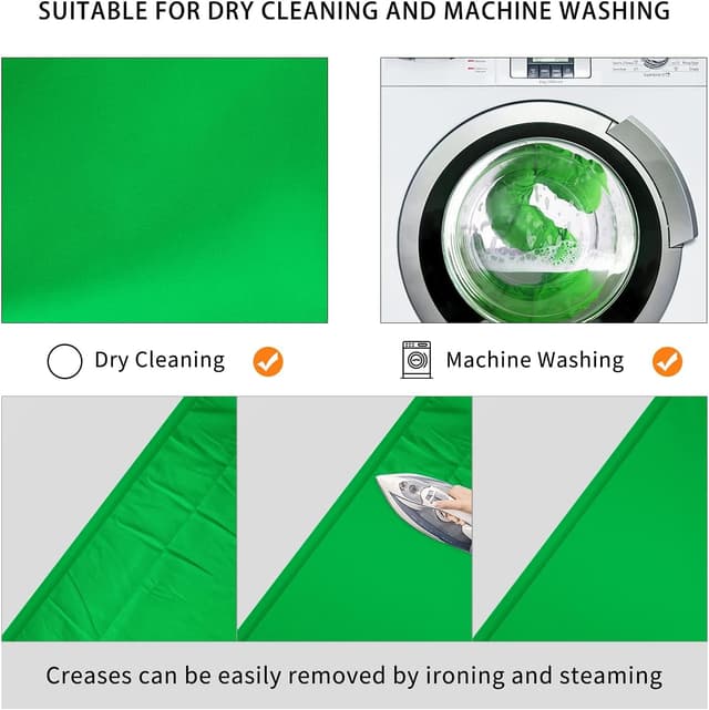 Detalle de Vevelux 3 x 3 m Green Screen Backdrop (10 x 10 ft) with 4 Spring Clamps & 4 Anti-Wrinkle Clips