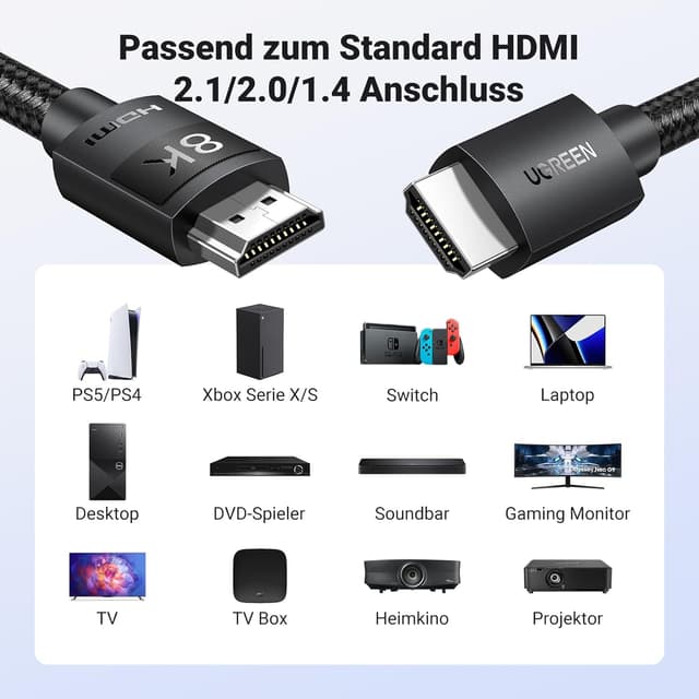 Thumbnail 5 de UGREEN HDMI 2.1 Kabel 2 m — 48 Gbit/s