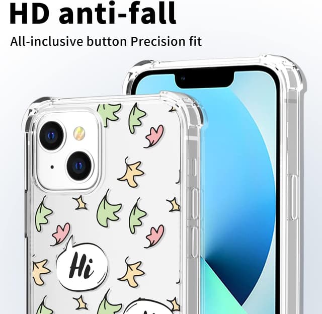 Detalle 2 de CAROKI Clear Case for iPhone 13 (Leaf Pattern) — Shockproof TPU transparent bumper